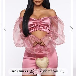 Mauve two piece satin set